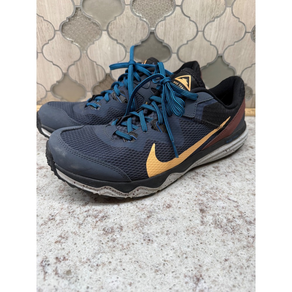 Nike Juniper Trail Mens 10 Thunder Blue Gold Running Shoes CW3808-401
